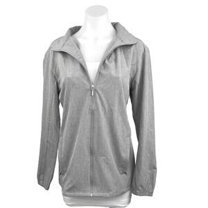 Hang Ten Gray Full Zip Water Repellant Activewear Hybrid Windbreaker Jacket Sz M